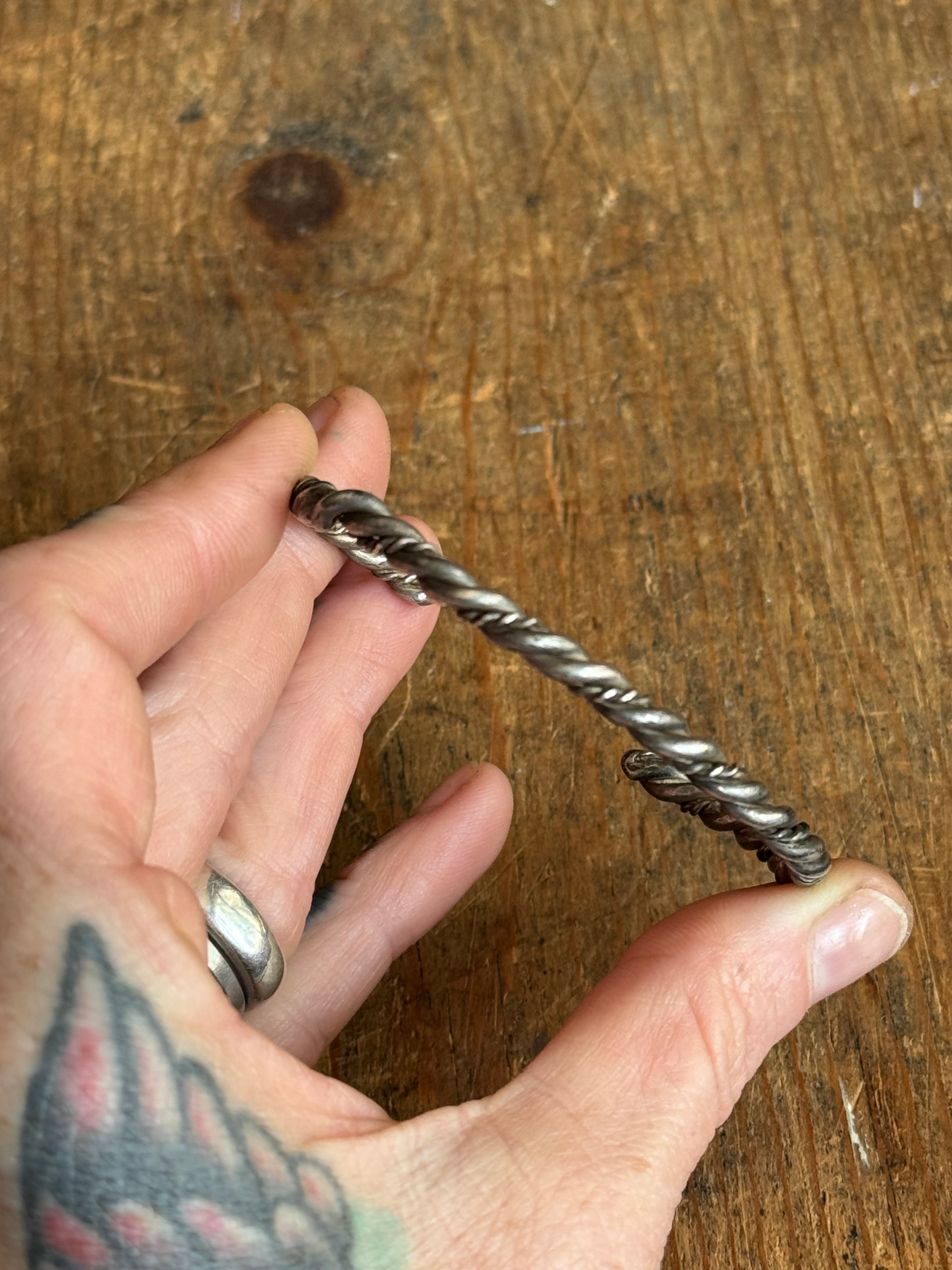 Vintage Sterling Silver Twisted Rope Cuff