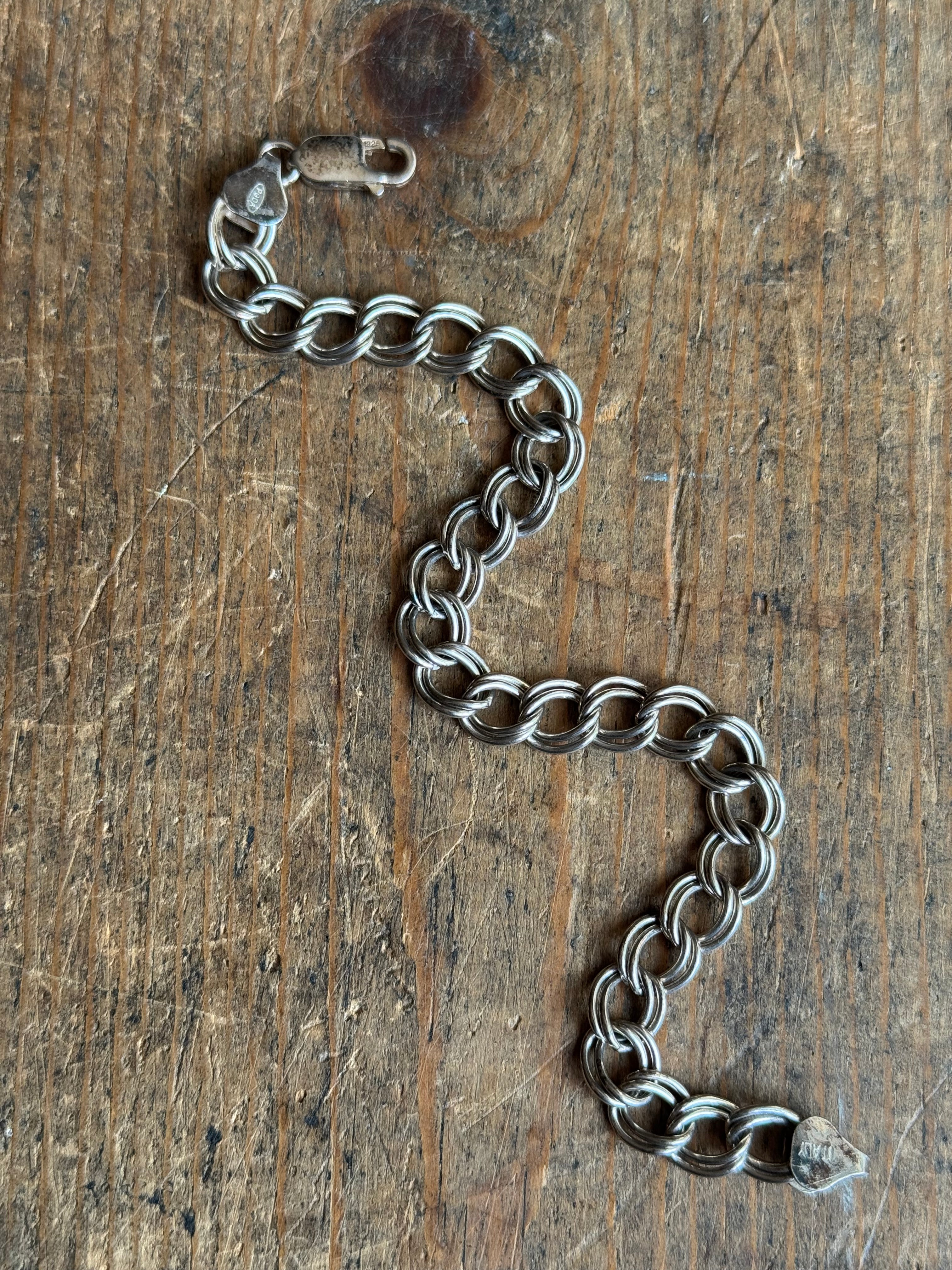 Vintage Sterling Silver 8” Double Link Chain Bracelet
