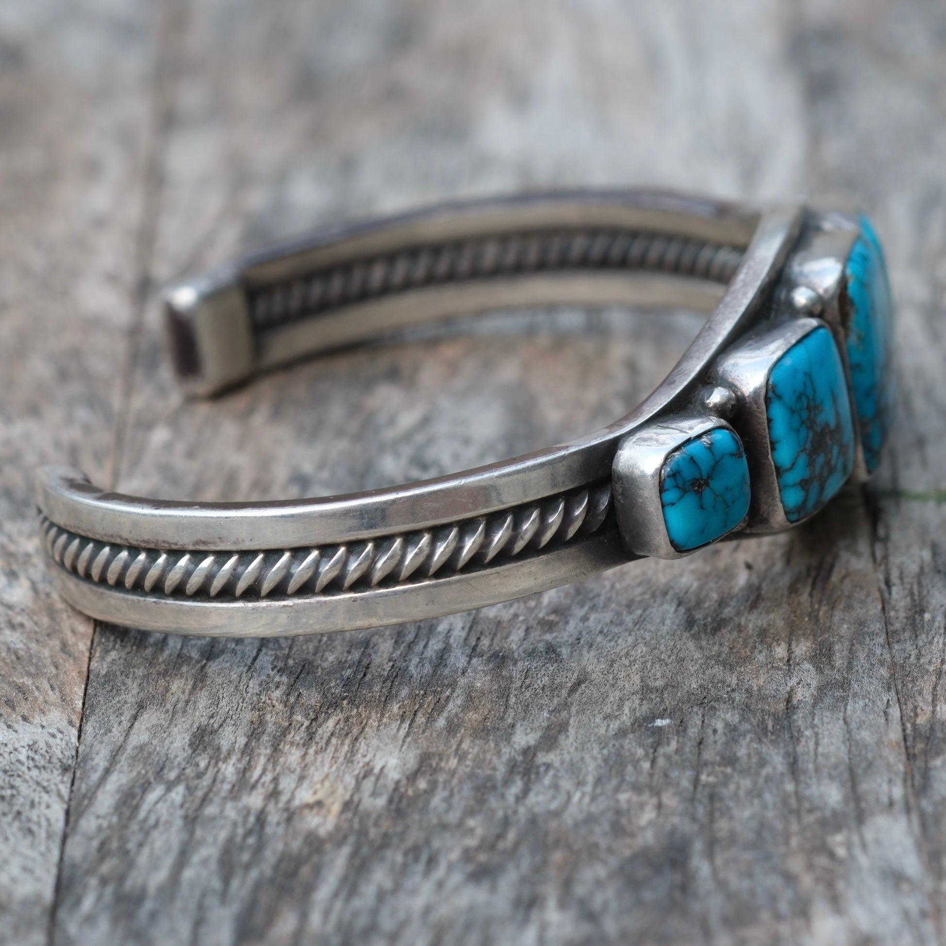 Vintage Sterling 5-Stone Turquoise Bracelet