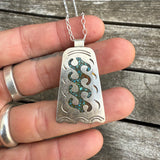 Vintage Sterling Turquoise and Coral Inlay Necklace