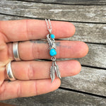 Vintage Sterling 2-Stone Turquoise Feather Necklace