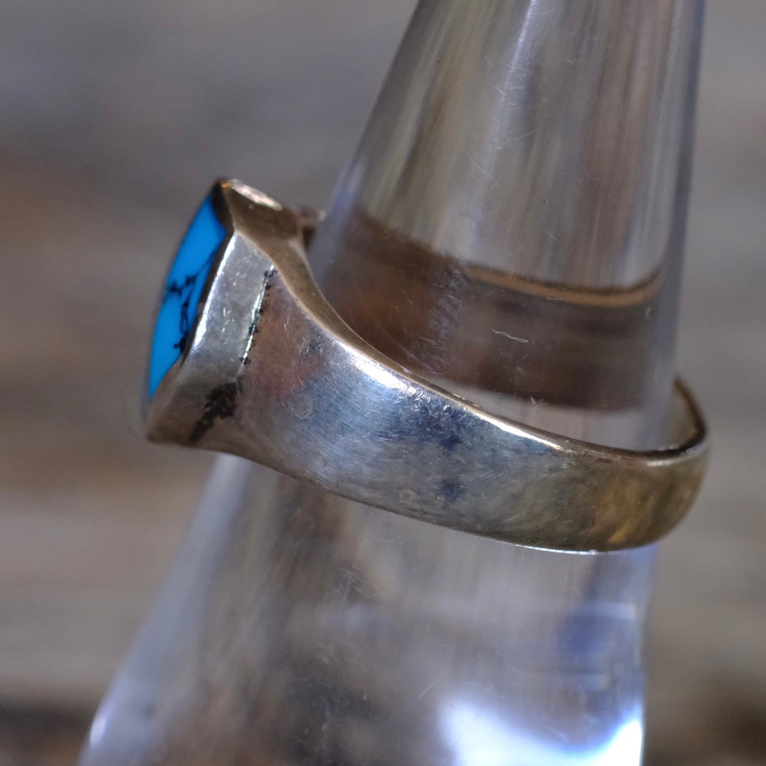 Vintage Sterling Turquoise Inlay Ring 6