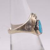 Vintage Sterling Turquoise Feather Ring 8.25