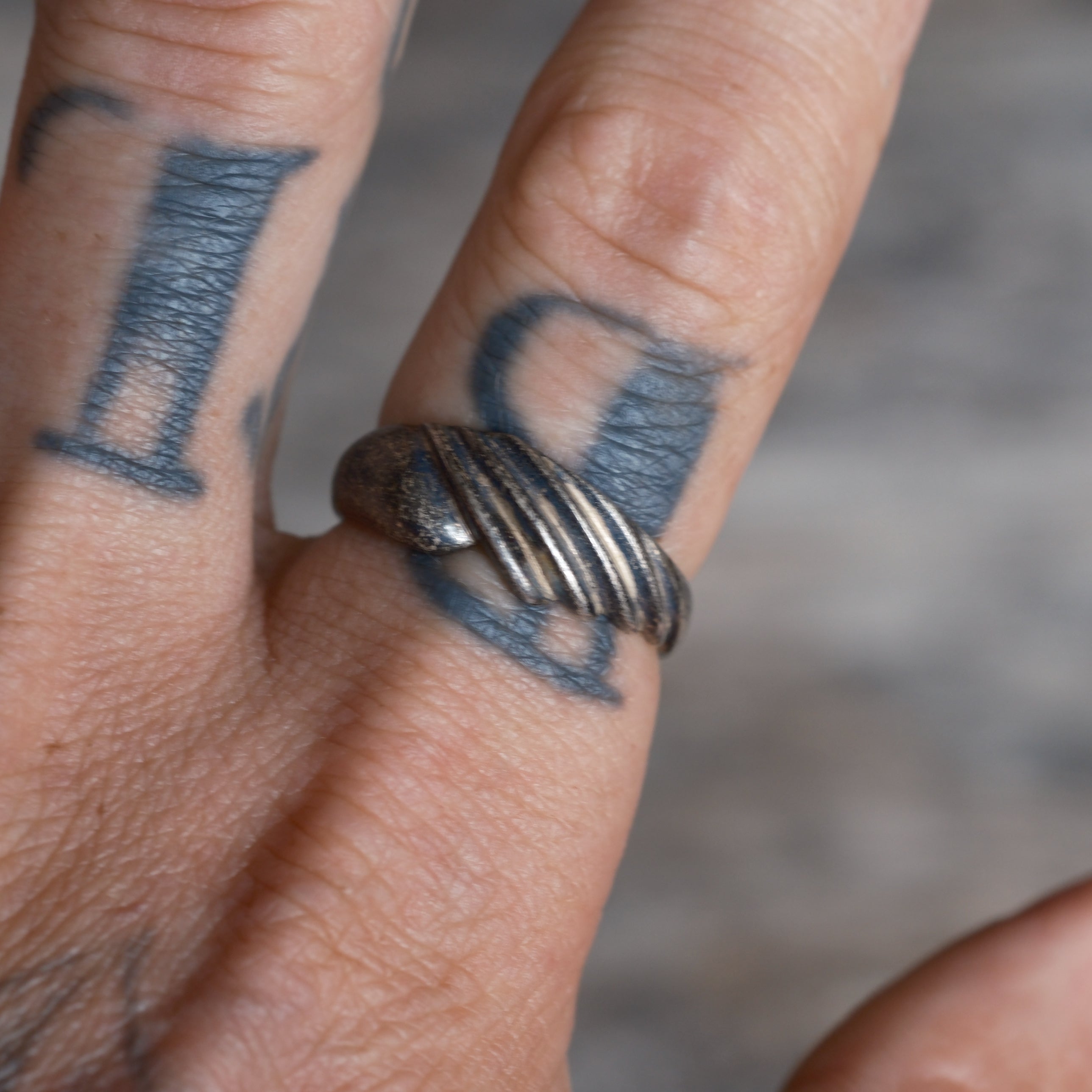 Vintage Sterling Silver Modernist Ring 9.25
