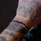 Vintage Sterling Rhodonite Stamped Cuff Bracelet 6.25"