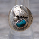 Vintage Sterling Turquoise Stamped Band Ring 8.25