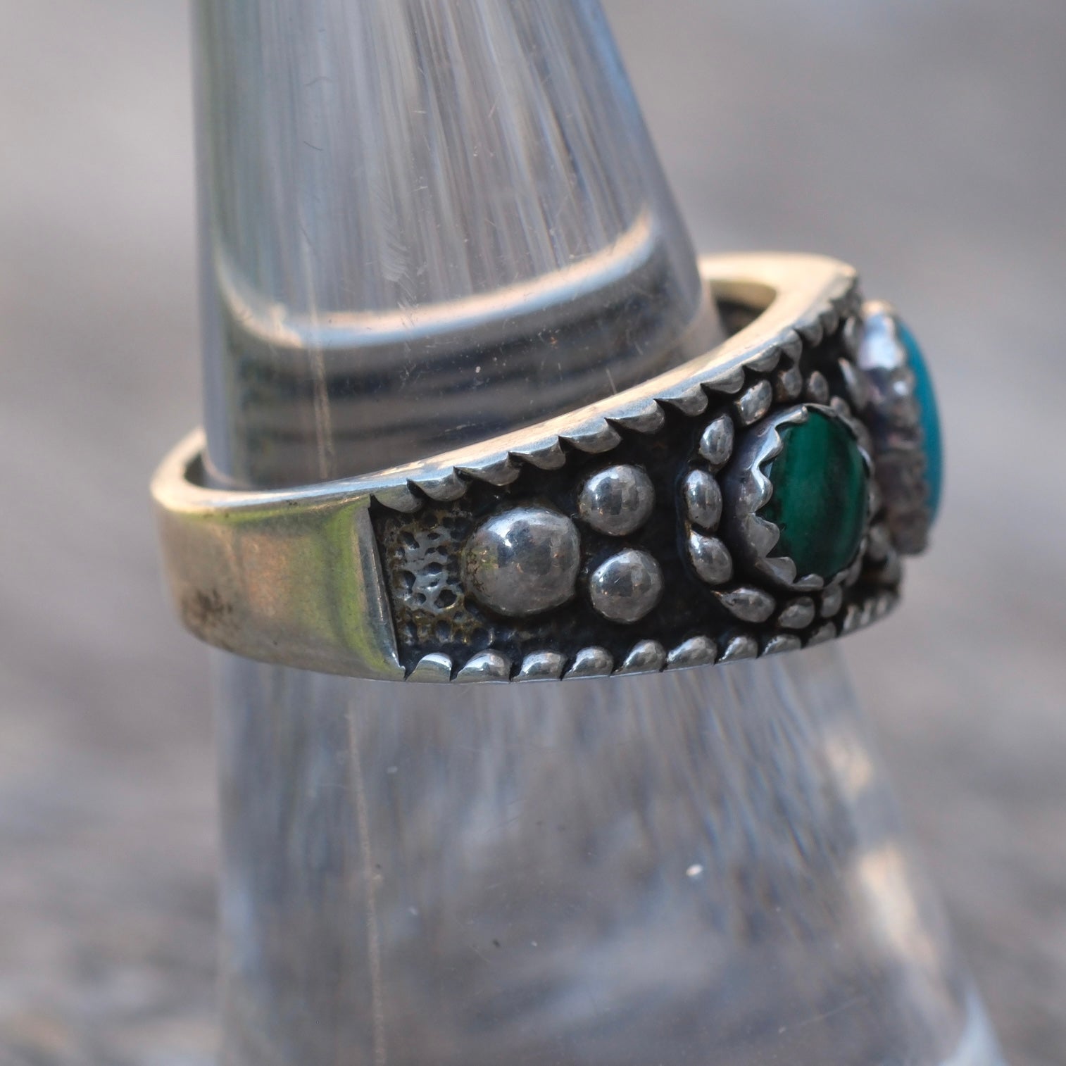 Vintage Sterling Turquoise and Lapis Ring 8
