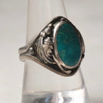 Vintage Sterling Turquoise Feather Ring 9.75