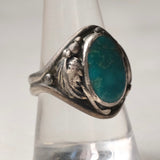 Vintage Sterling Turquoise Feather Ring 9.75