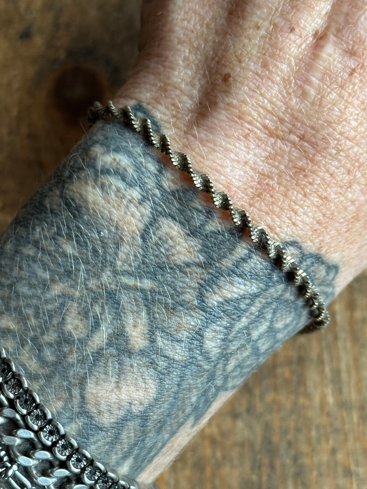Vintage Sterling Silver Twist Herringbone Chain Bracelet