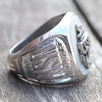 Vintage Sterling Abalone USN Ring 9.5