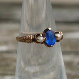 Victorian 14K Gold Blue Gem and Pearl Ring 5.25