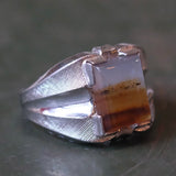 Vintage Sterling Agate Mid Century Signet Ring 4.75