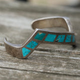 Vintage Sterling Turquoise Inlay Cuff