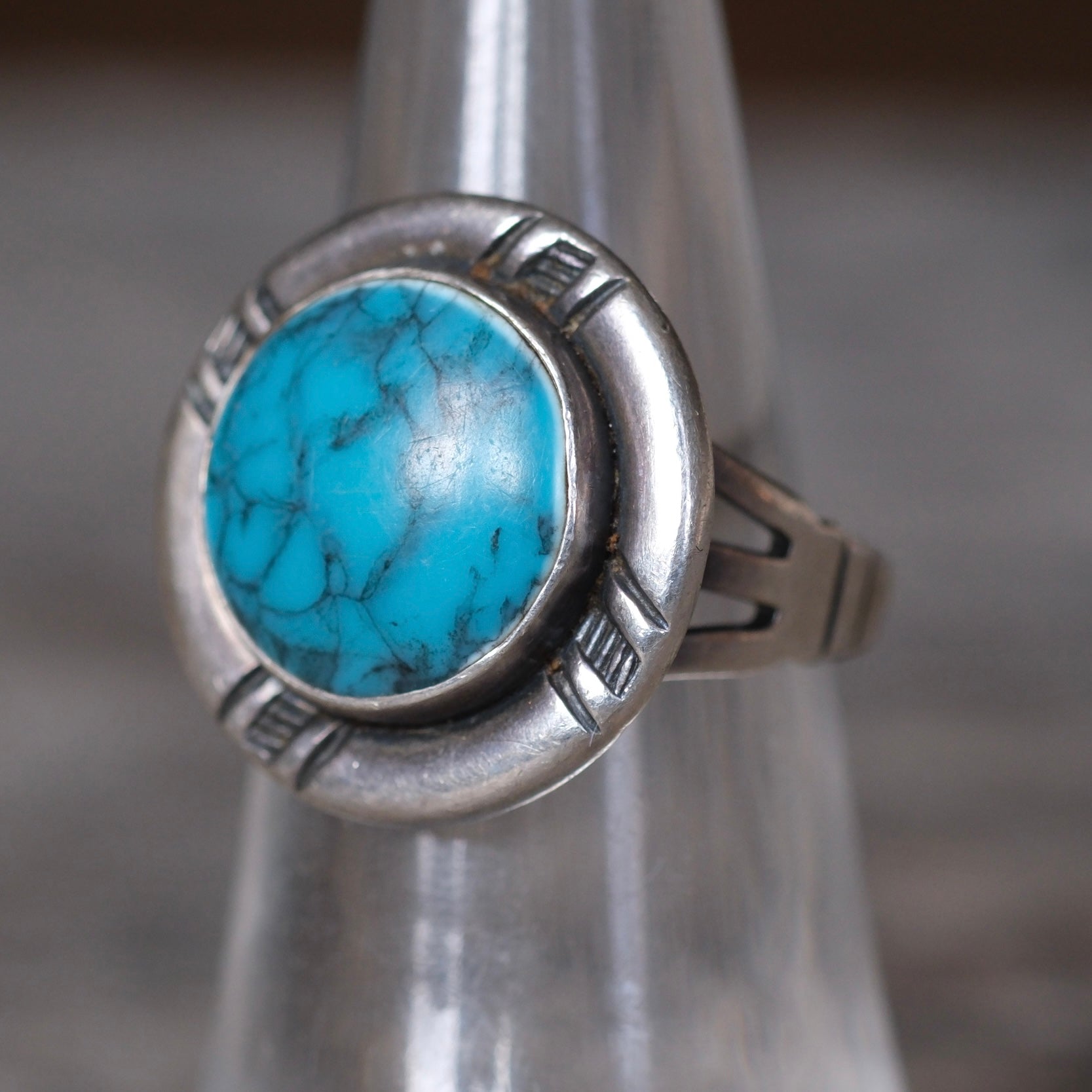 Vintage Sterling Turquoise Ring 5.75