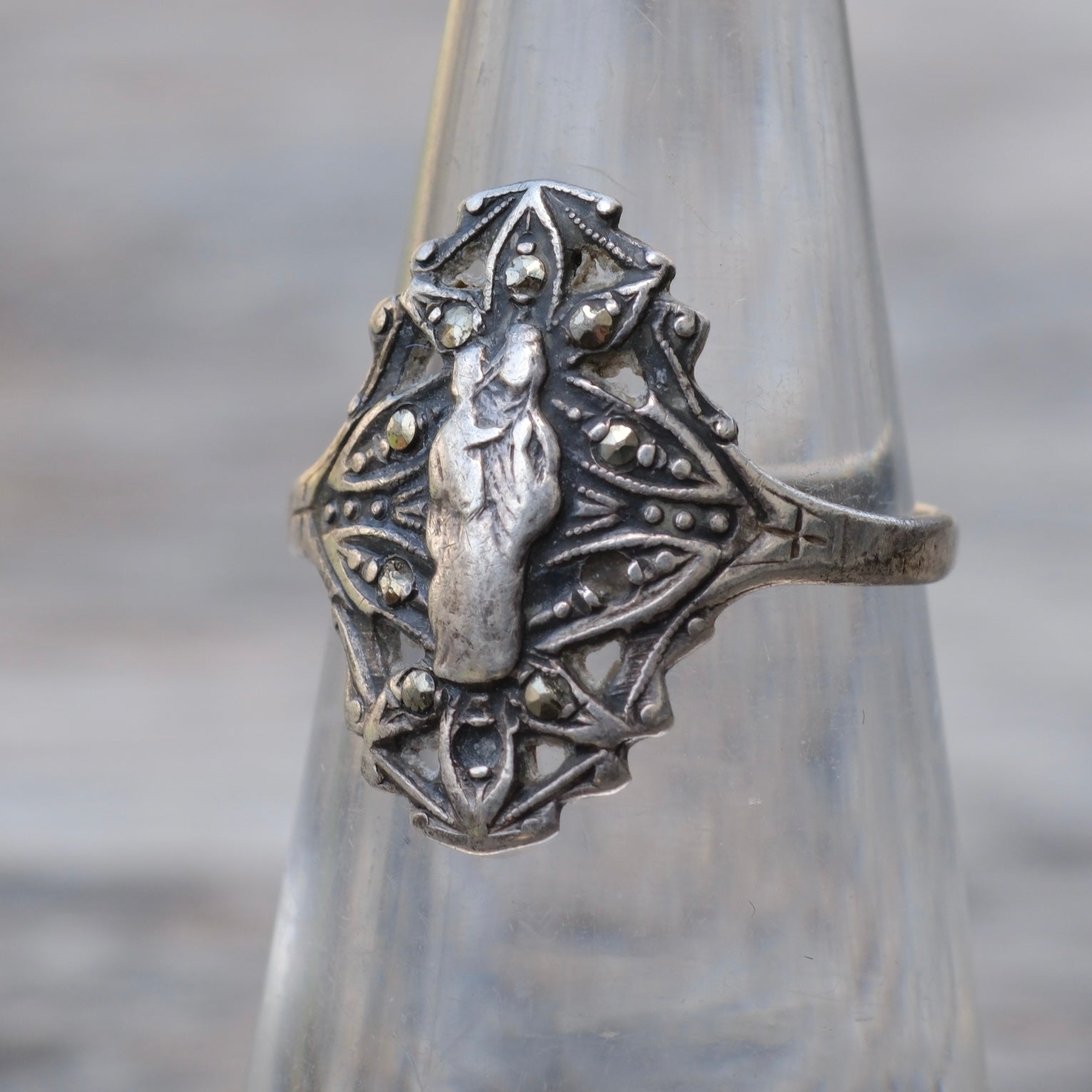 Vintage Sterling Mary Signet Ring 5