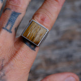 Vintage Sterling Wood Inlay Ring 9.5