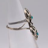 Vintage Sterling 2-Stone Turquoise Bear Paw Ring 5