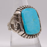 Vintage Sterling Turquoise Horseshoe Ring 10