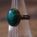 Vintage Sterling Malachite Ring 6.25