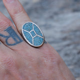 Vintage Sterling Crushed Turquoise Inlay Ring 8