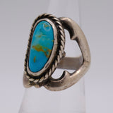 Vintage Sterling Silver Sandcast Turquoise Ring 5.75