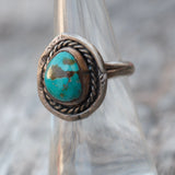 Vintage Sterling Turquoise roper Ring 6.25