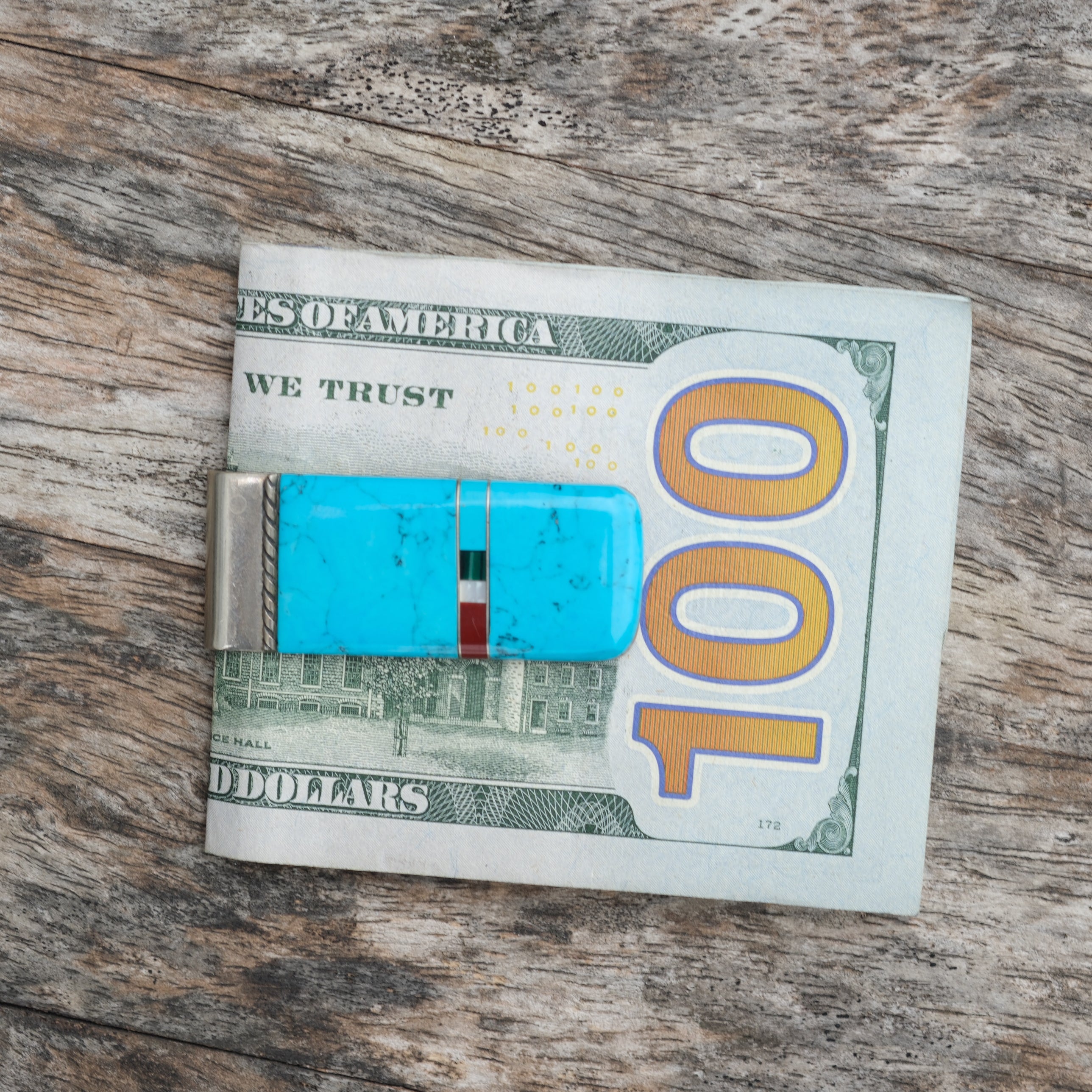 Vintage Turquoise Inlay Money Clip
