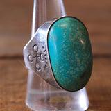 Vintage Sterling Turquoise Old Pawn Turquoise Ring 10.25