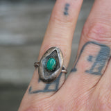 Vintage Sterling Turquoise Shadowbox Ring 5.25
