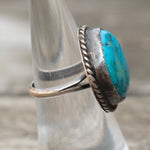 Vintage Sterling Turquoise Roper Ring 6