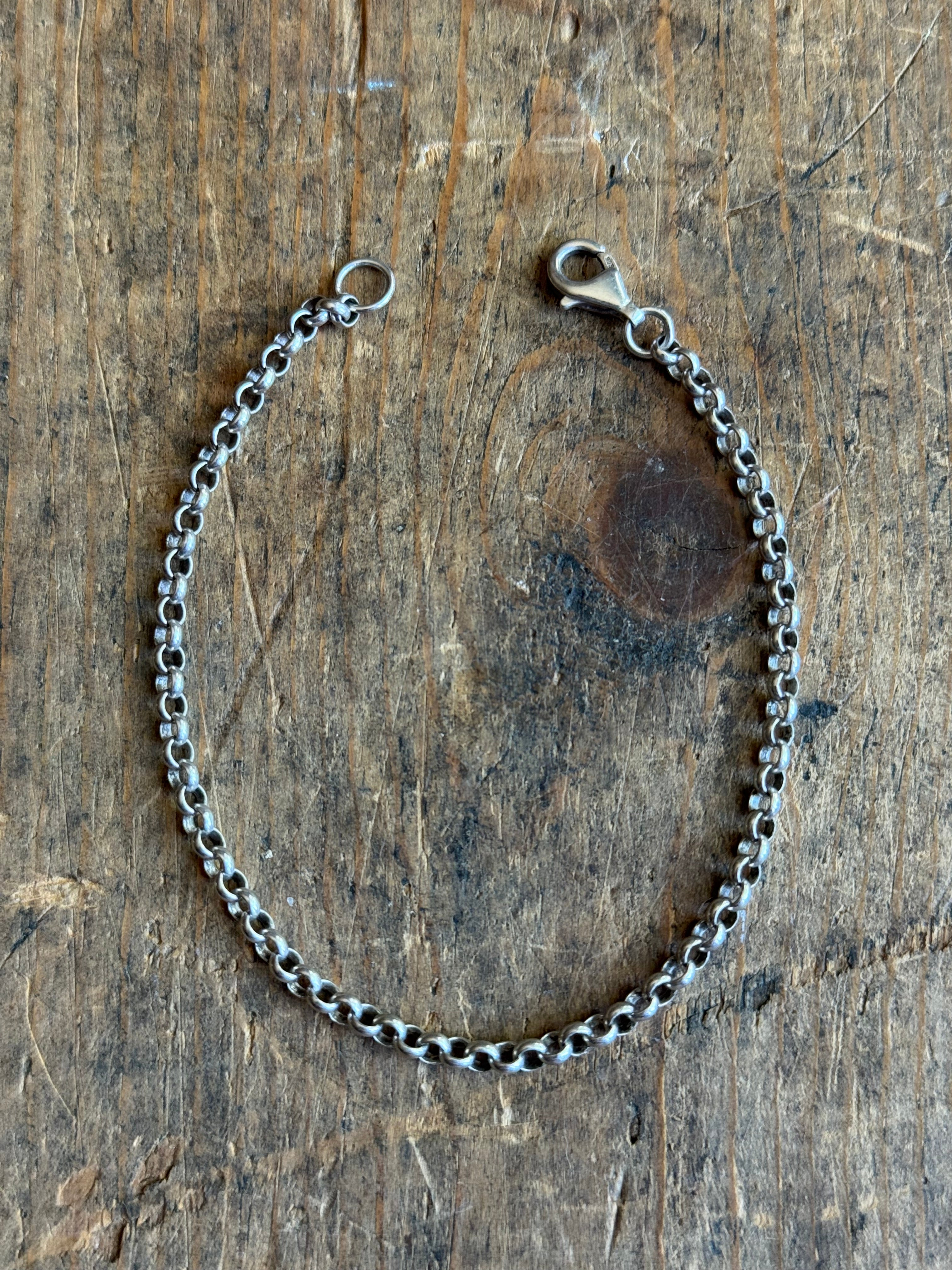 Vintage Sterling Silver Rolo Chain Bracelet 7.5"