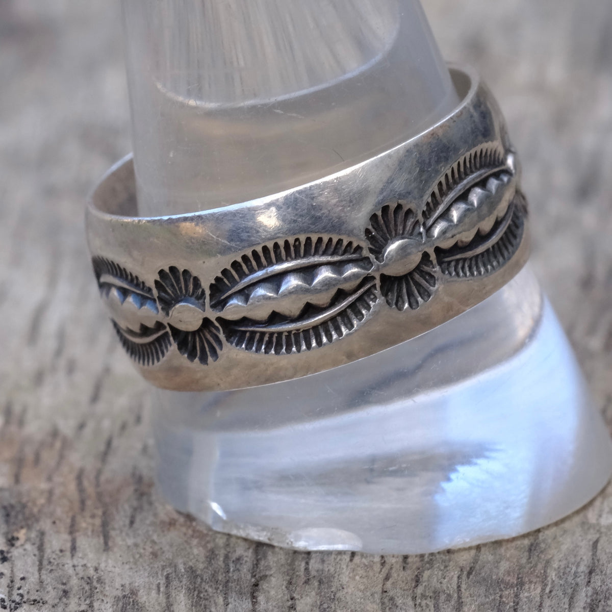 Vintage Sterling Silver Wide Stamped Band Ring 12