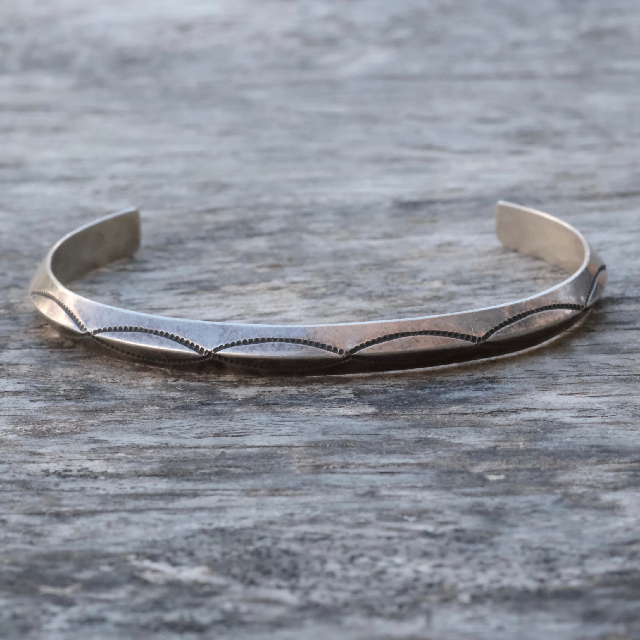 Vintage Sterling Stamped Triangle Cuff Bracelet