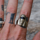 Vintage Sterling Jet Pharaoh Ring 12