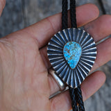 Vintage Sterling Matrix Turquoise Bolo Tie
