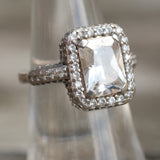 Vintage Sterling CZ Cocktail Ring 6.25
