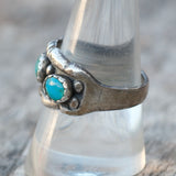 Vintage Sterling 3-Stone Turquoise Ring 9.5