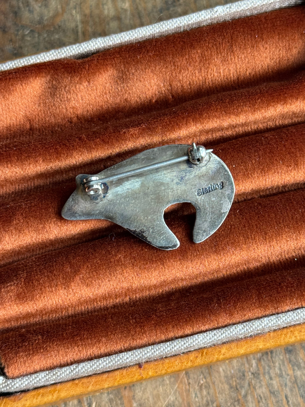 Vintage Sterling Silver Stamped Bear Pin