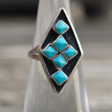  Vintage Sterling Turquoise Cluster Ring 4