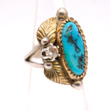 Vintage Sterling Turquoise and CZ Feather Ring 3.25