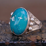 Vintage Sterling Turquoise Stamped Band Ring 5.25