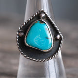 Vintage Sterling Turquoise Roper Ring 8