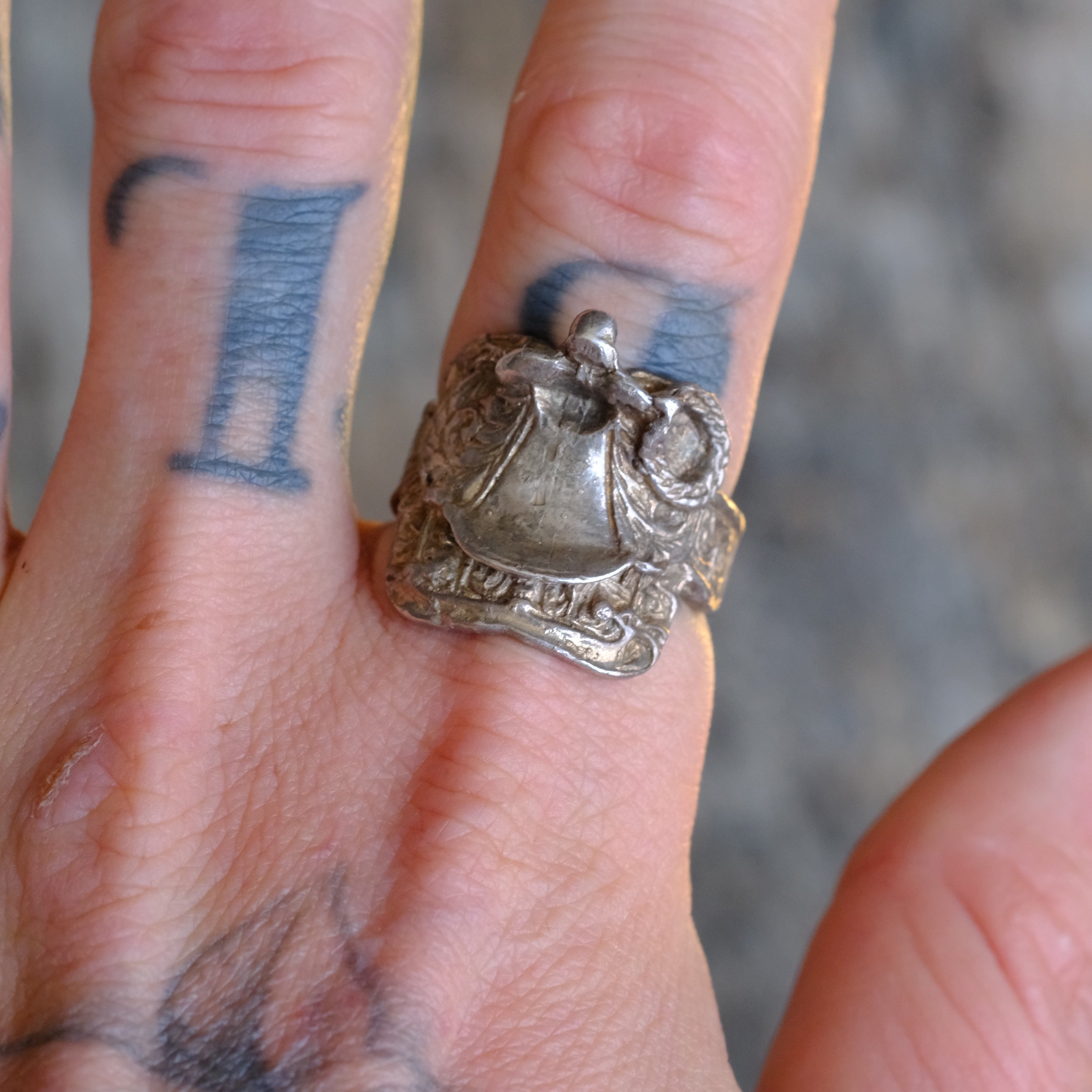 Vintage Sterling Silver Saddle Ring 9.5