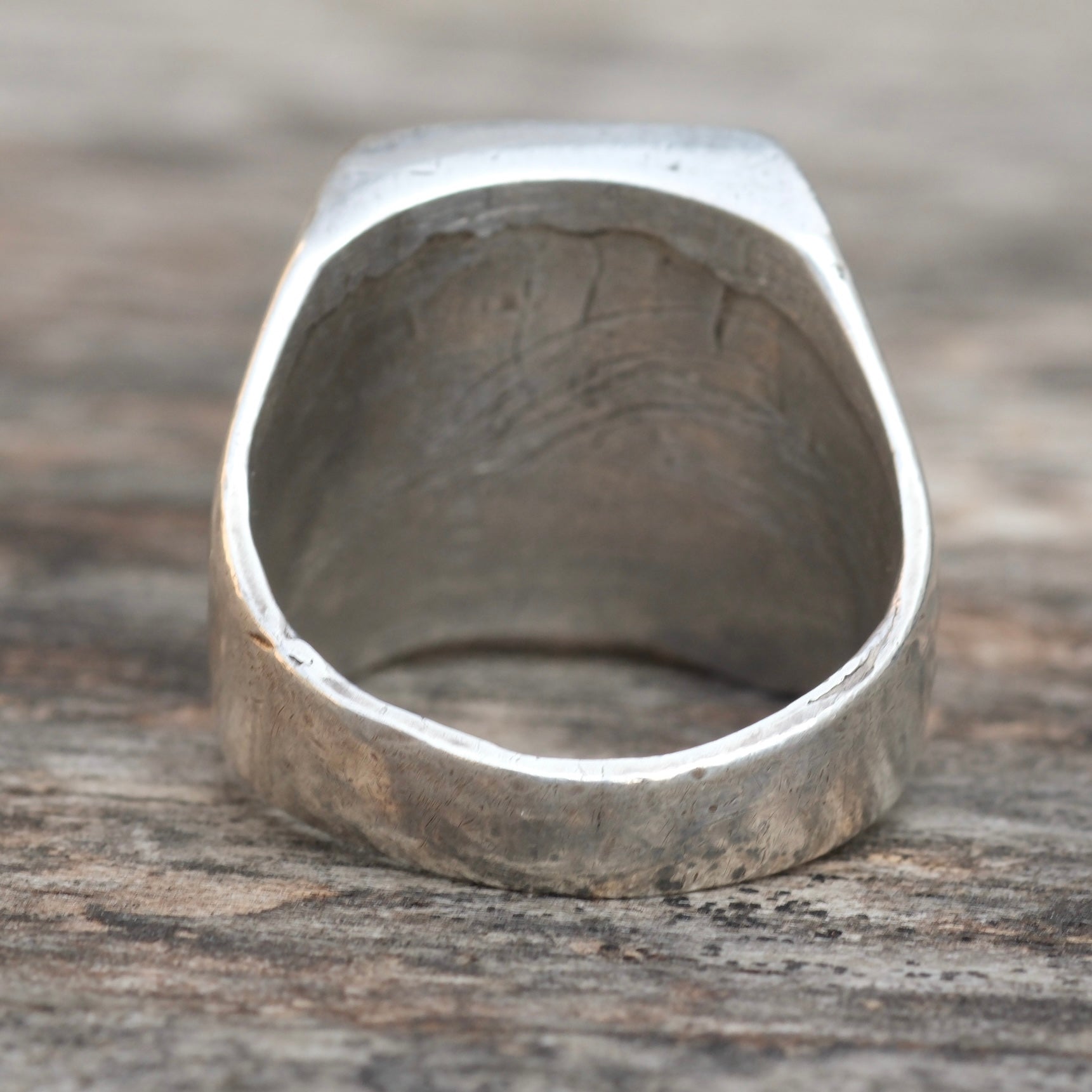 Vintage Sterling Turquoise Inlay Striper Ring 9.75