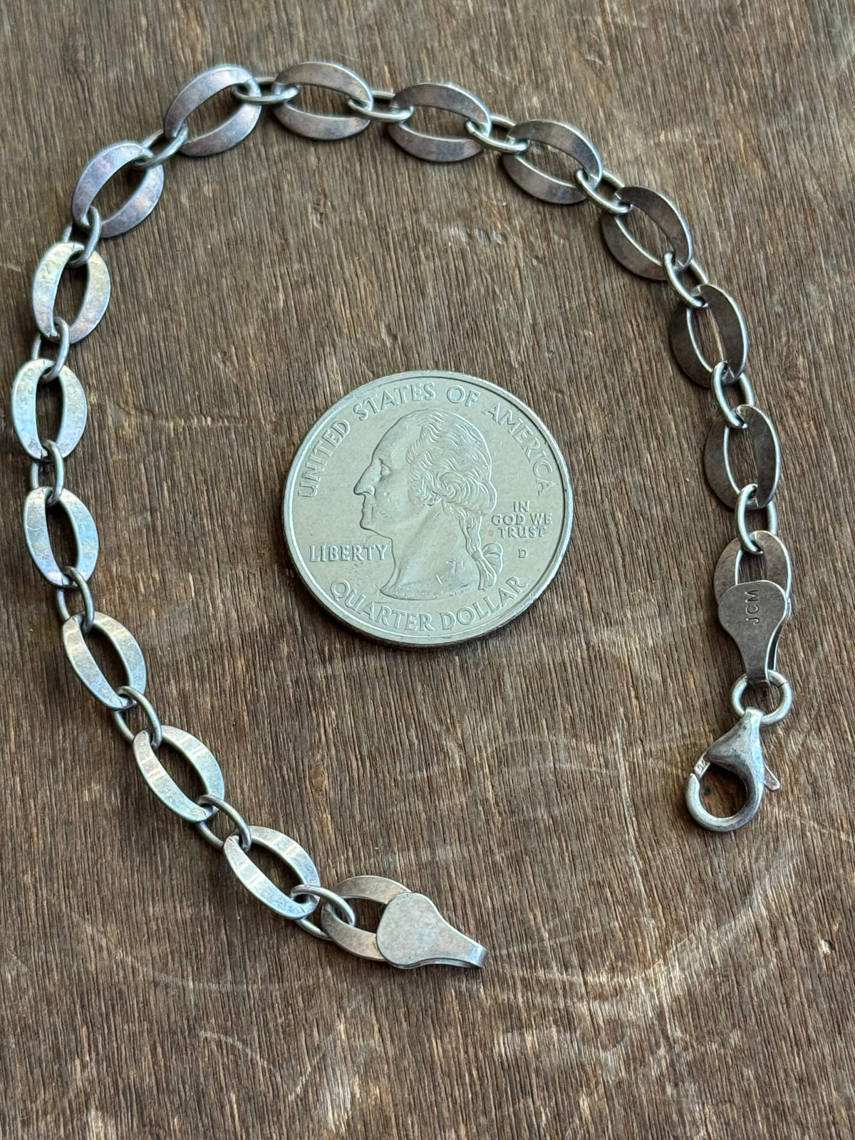 Vintage Sterling Silver 8” Open Link Chain Bracelet
