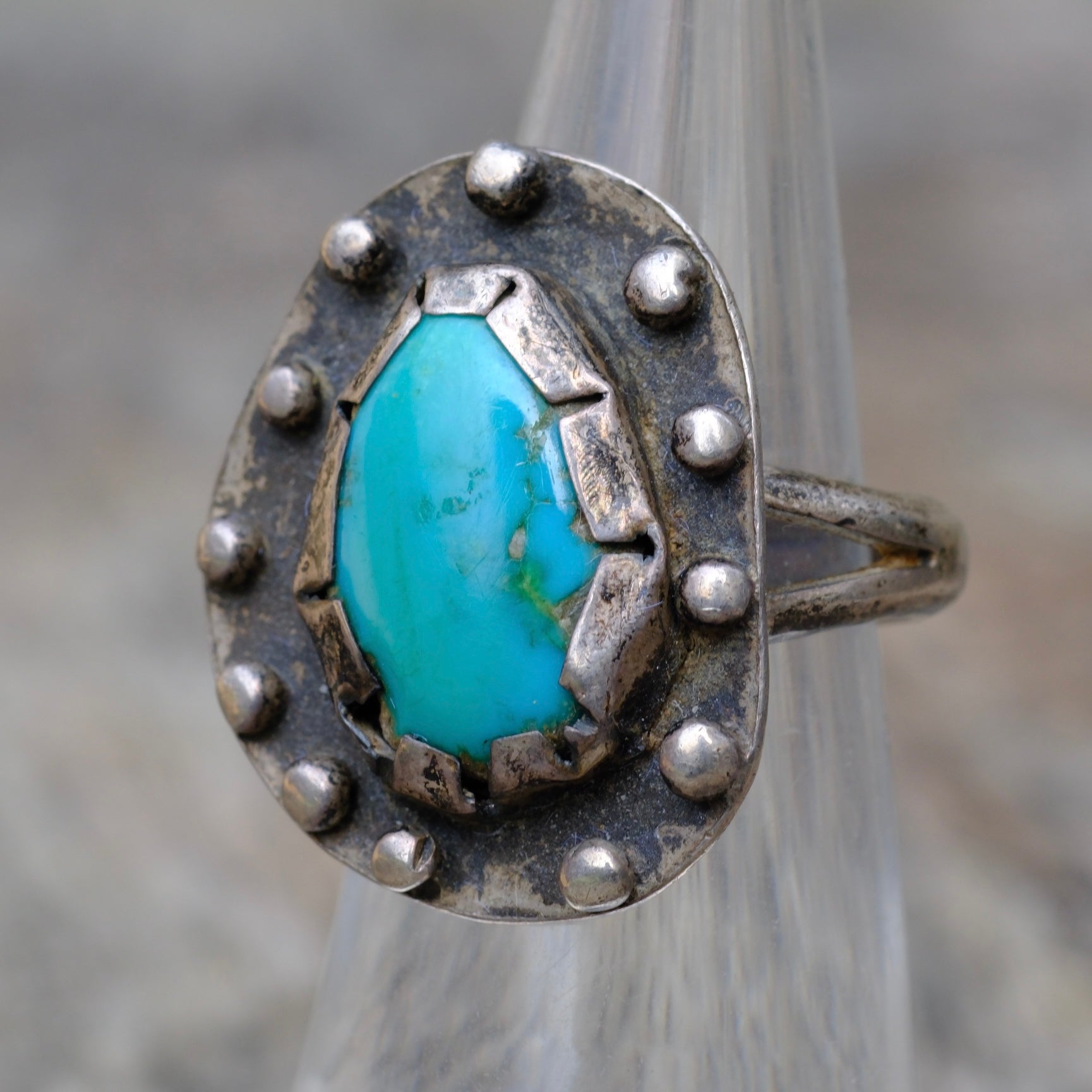 Vintage Sterling Turquoise Ring 6.5