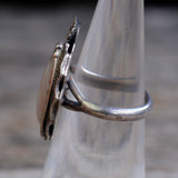 Vintage Sterling Mother Of Pearl Feather Ring 5.5