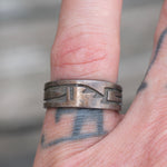 Vintage Sterling Silver Tribal Stamped Band 7