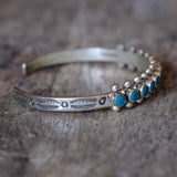 Vintage Sterling Snake Eye Turquoise Cuff Bracelet 6.25"